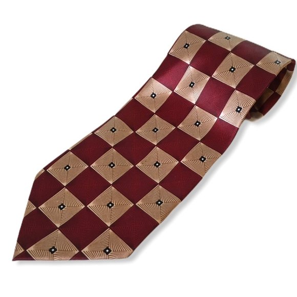 Jatala Men's Neck tie 100% silk red tan - Picture 1 of 4